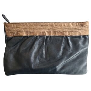 Leather Black Gold Clutch Purse Wallet Handbag Classic Old Money Quiet Luxury